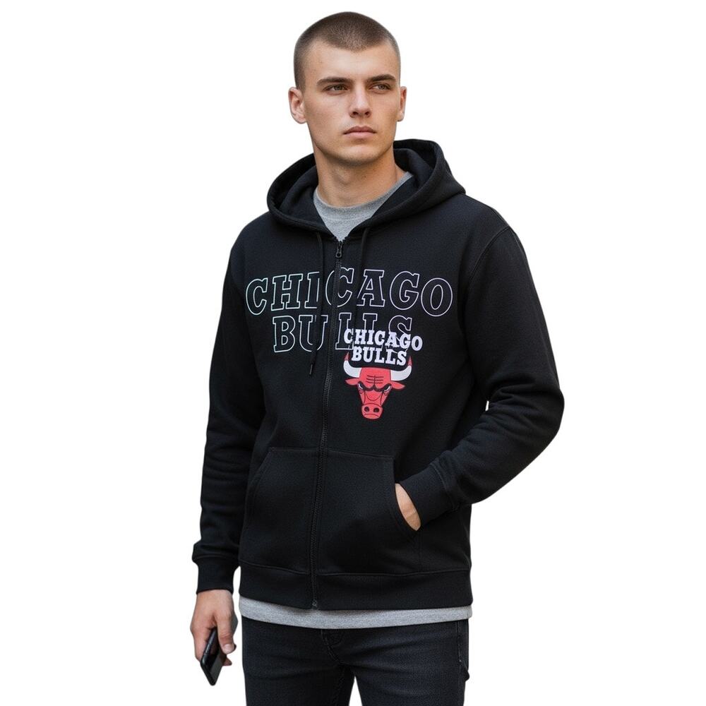 Men’s Chicago Bulls Hoodie Med Full Zip Basketball Sports Athleisure Casual